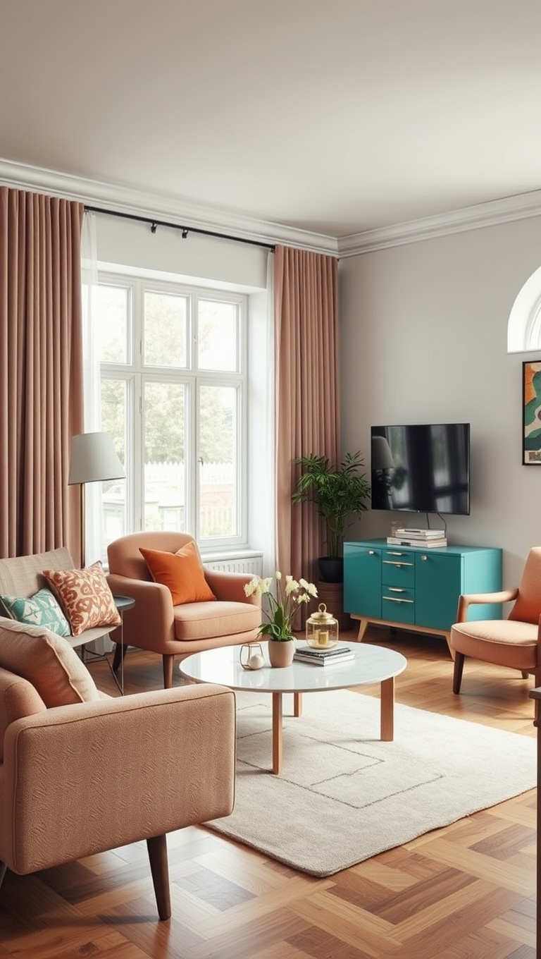 20 Bright Retro Living Room Ideas to Bring Back the Fun! - 2. Vintage Furniture Finds: Hunt for Iconic Pieces