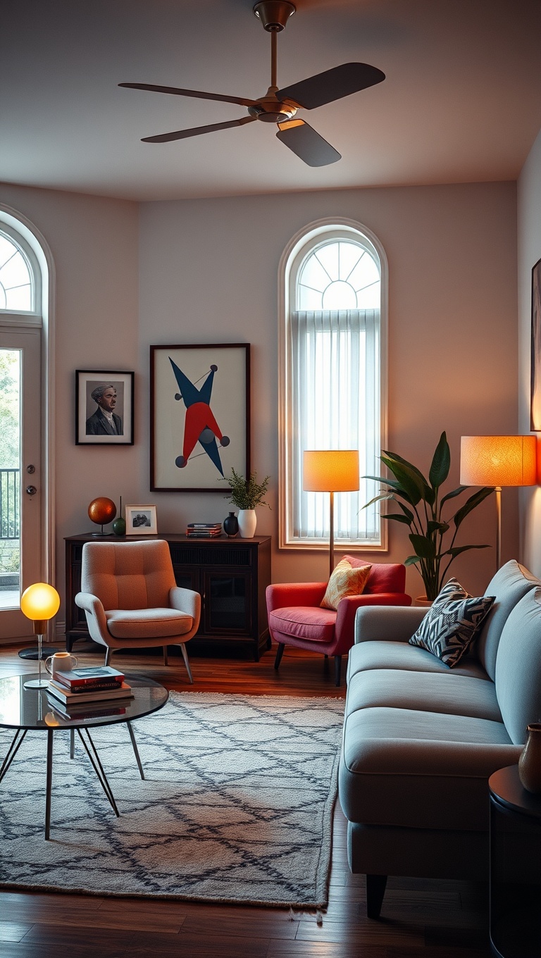 20 Bright Retro Living Room Ideas to Bring Back the Fun! - 7. Retro Lighting: Find Unique Lamps and Fixtures