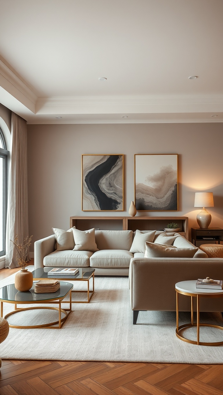 20 Chic Ideas for a Stunning Neutral Palette Living Room - 4. Stunning Taupe Accents for Depth