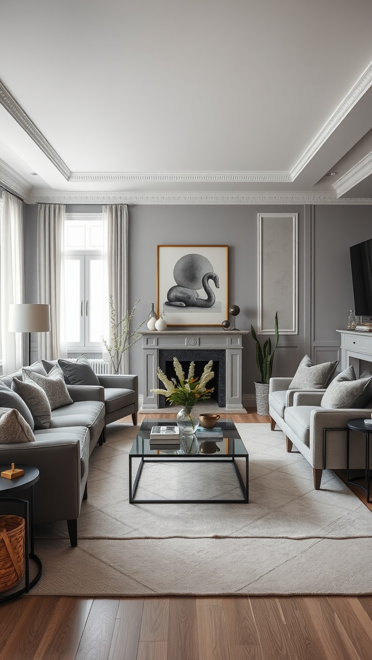 20 Chic Ideas for a Stunning Neutral Palette Living Room - 3. Elegant Grays: A Touch of Sophistication