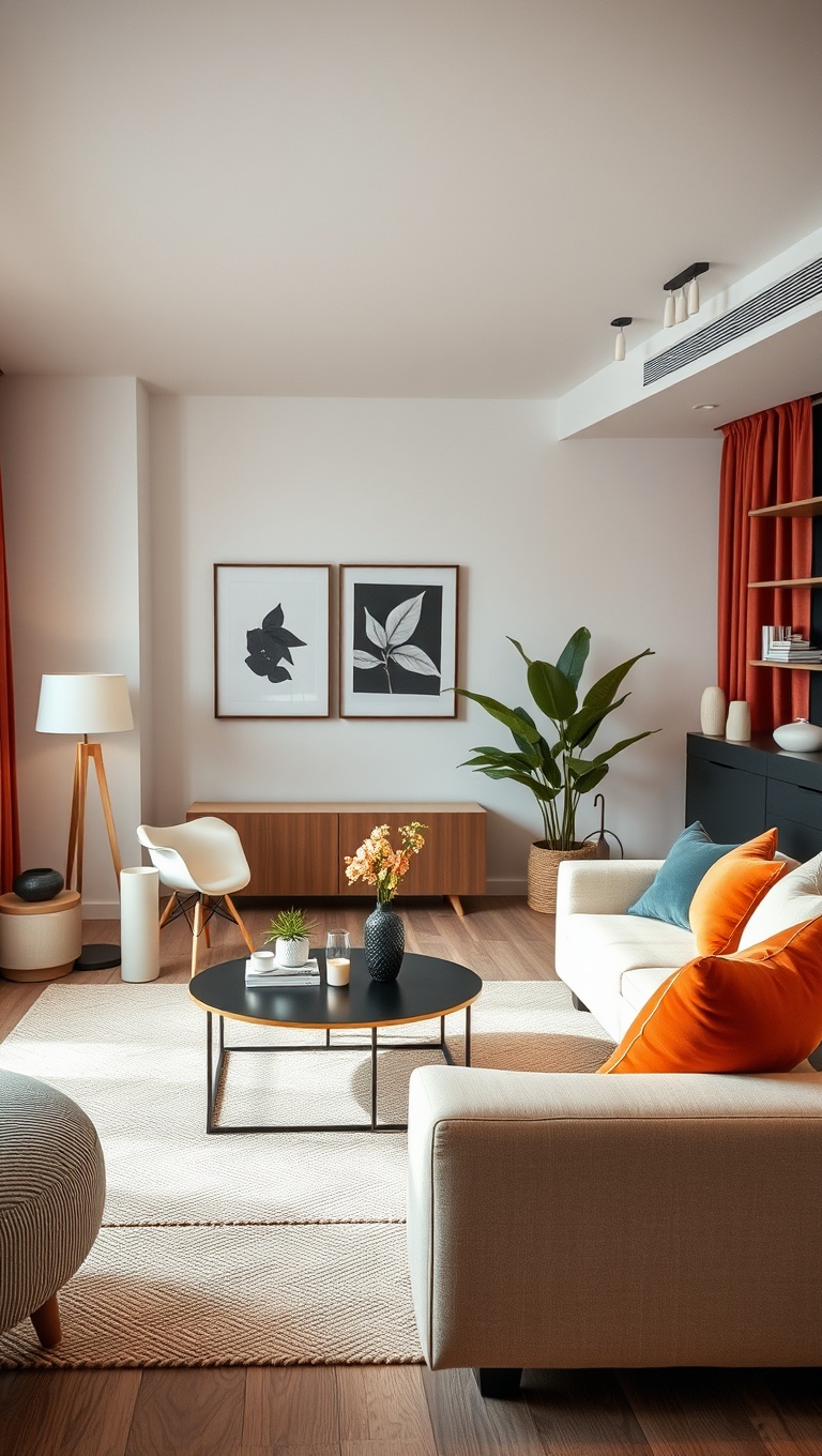 20 Chic Ideas for Urban Living Rooms That Inspire - 9. Choose a Neutral Palette with Pops of Color