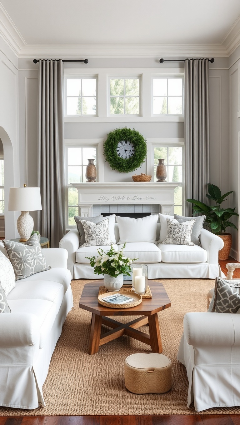 20 Breezy Ideas for Your Coastal Farmhouse Living Room - 4. Slipcovered Sofas for Comfort
