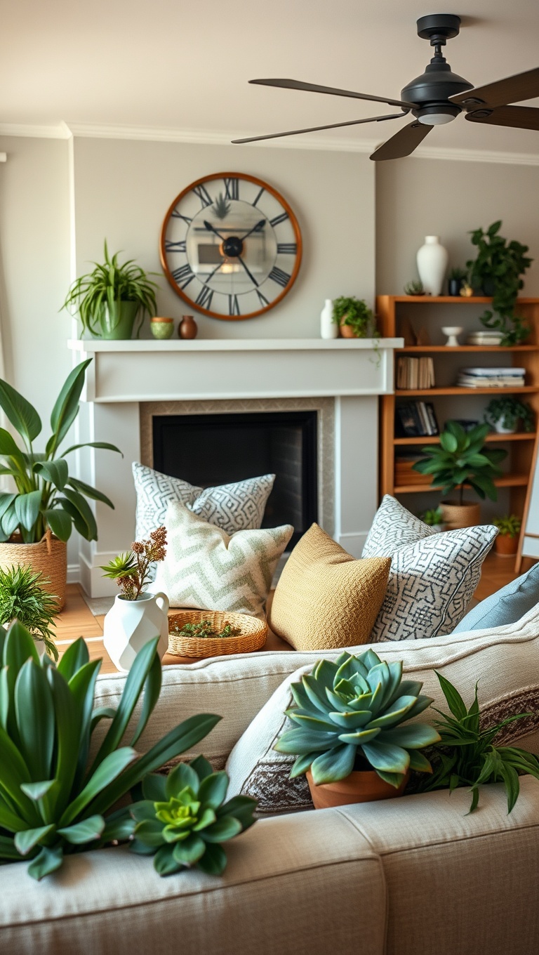 20 Breezy Ideas for Your Coastal Farmhouse Living Room - Fresh Greenery and Succulents