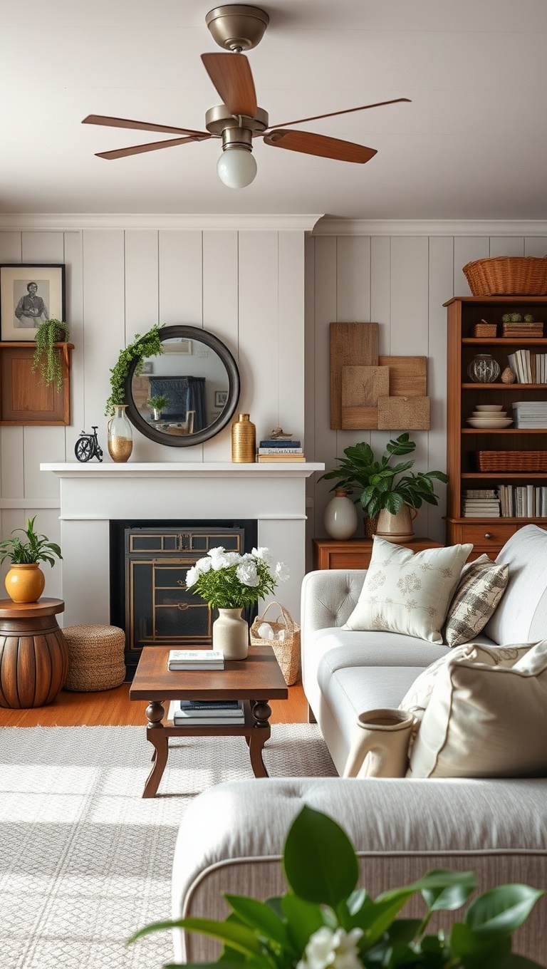 20 Charming Ideas for a Cottage Chic Living Room - 13. Repurpose Old Items as Unique Decor