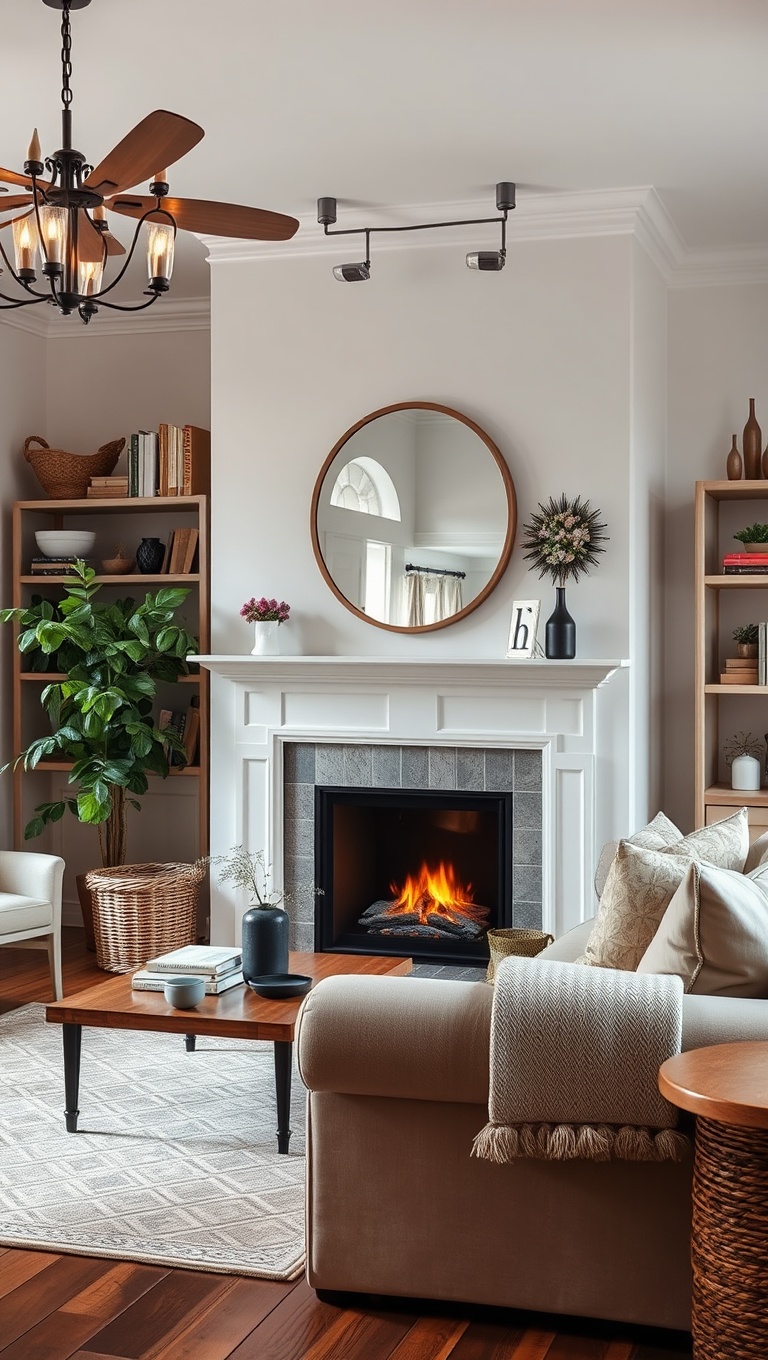 20 Charming Ideas for a Cottage Chic Living Room - 19. Add a Fireplace or Faux Fireplace