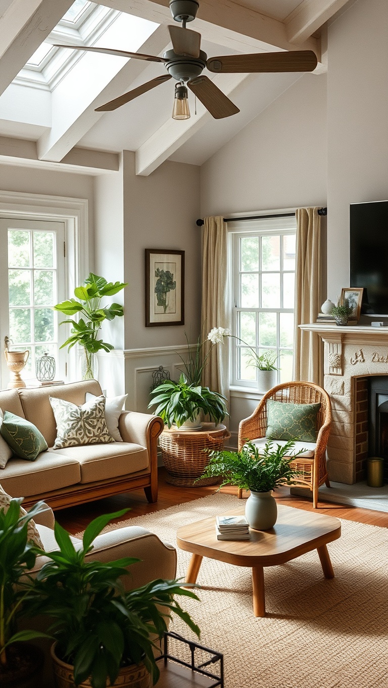 20 Charming Ideas for a Cottage Chic Living Room - 10. Bring the Outdoors In with Greenery