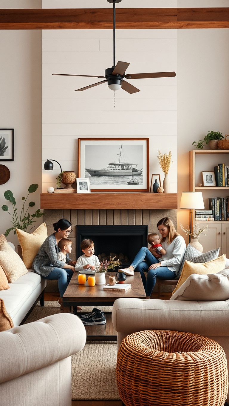 20 Cozy and Eclectic Farmhouse Living Room Ideas You’ll Love - 12. Family Photos: Personalize with Memories