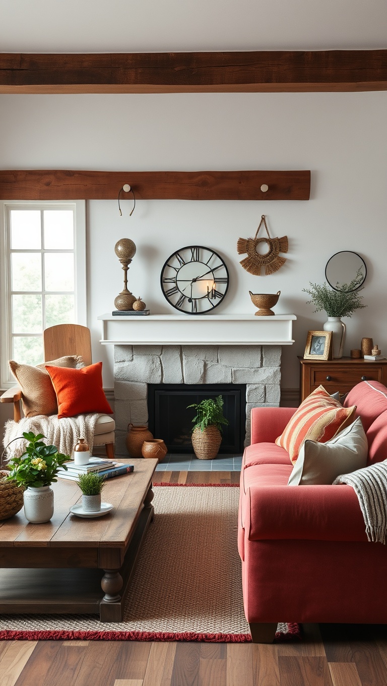 20 Cozy and Eclectic Farmhouse Living Room Ideas You’ll Love - 9. Upcycled Decor: Give Old Items a New Life
