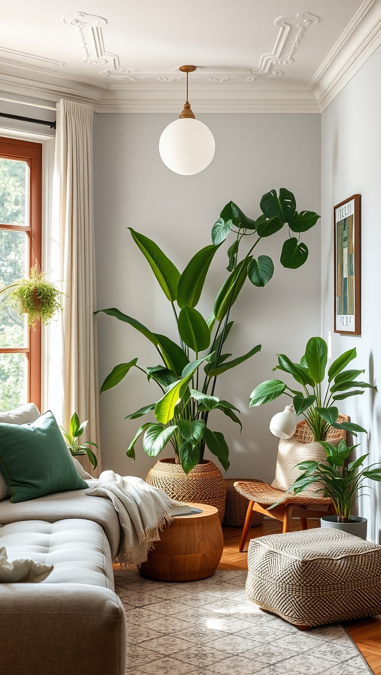 20 Cozy Reading Nook Ideas to Transform Your Living Room - 15. A Tranquil Corner with Plants