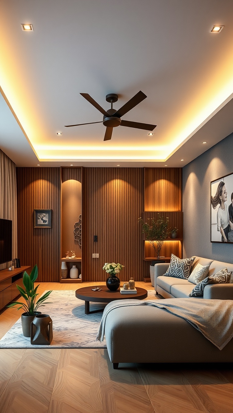 20 Fabulous Ideas for a Creative Modular Living Room - 8. Ambient Lighting: Set the Mood with Fixtures
