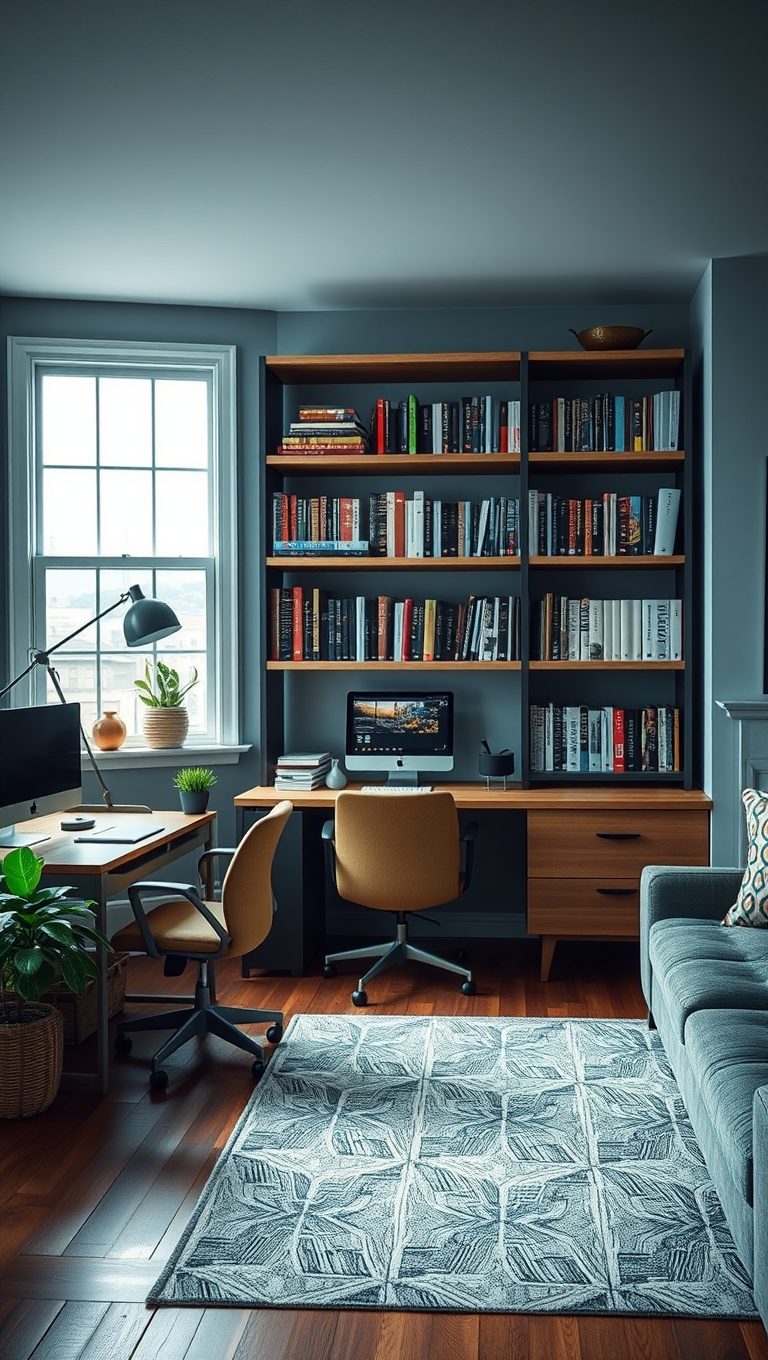 20 Creative and Inspiring Ideas for Your Workspace Living Room - 8. Open Shelving: Show Off Your Favorite Books
