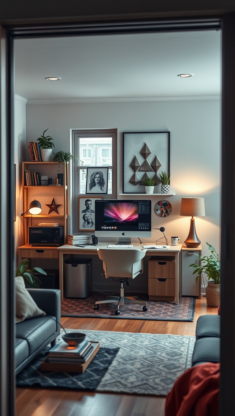 20 Creative and Inspiring Ideas for Your Workspace Living Room - 10. Personalized Workspace: Make It Uniquely You