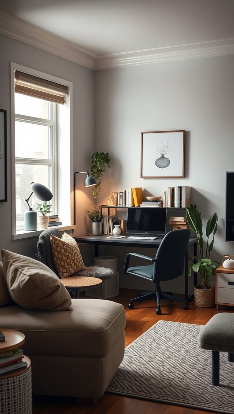 20 Creative and Inspiring Ideas for Your Workspace Living Room - 1. Cozy Corner Nook: Create Your Reading Space