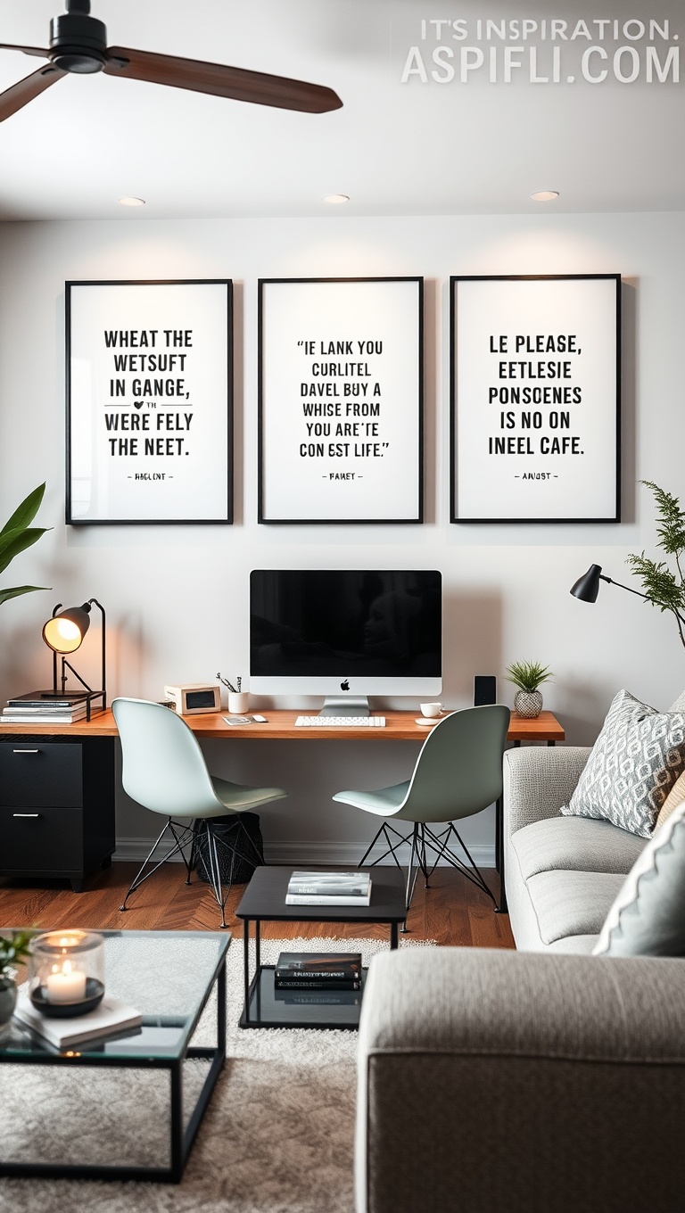 20 Creative and Inspiring Ideas for Your Workspace Living Room - 7. Inspirational Quotes: Words of Wisdom on Display