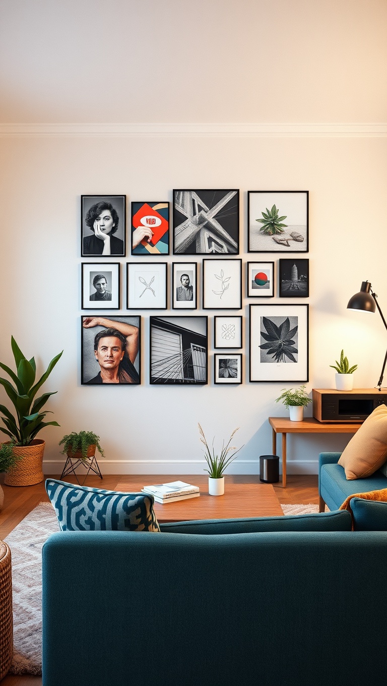 20 Creative and Inspiring Ideas for Your Workspace Living Room - 3. Gallery Wall: Showcase Your Creativity