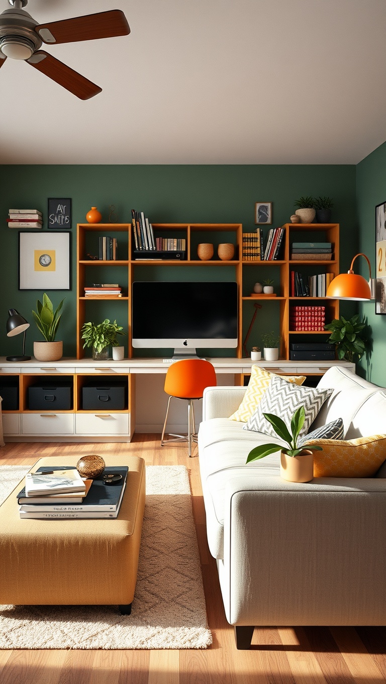 20 Creative and Inspiring Ideas for Your Workspace Living Room - 15. Creative Color Coding: Organize Like a Pro