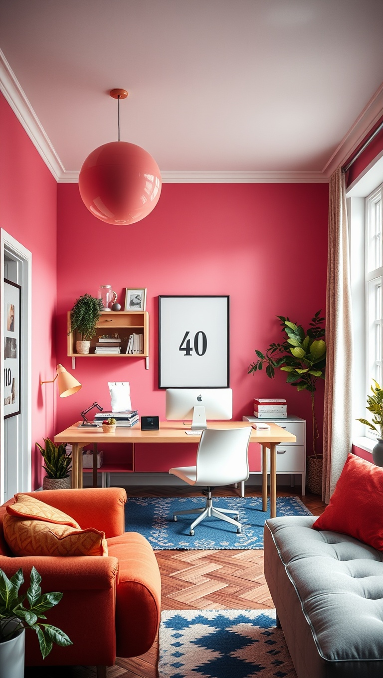 20 Creative and Inspiring Ideas for Your Workspace Living Room - 4. Color Pop: Brighten Up with Bold Paint