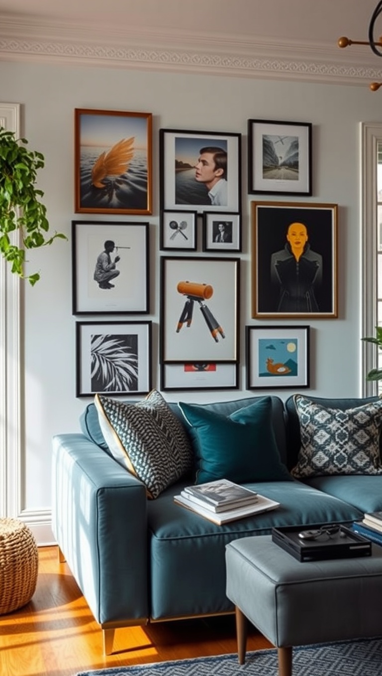 20 Fun Ideas to Create an Eclectic Gallery Wall in Your Living Room - Create a Seasonal Gallery