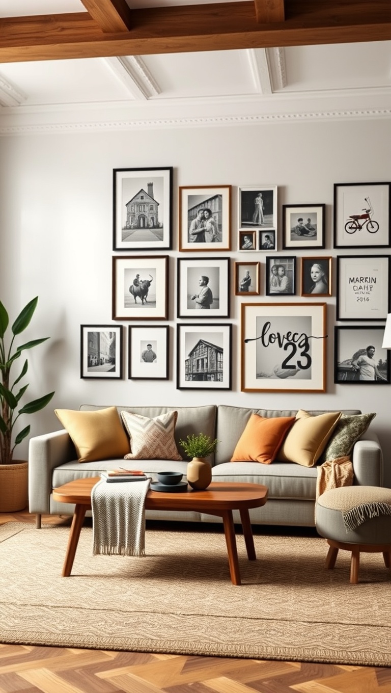 20 Fun Ideas to Create an Eclectic Gallery Wall in Your Living Room - Create a Family Timeline