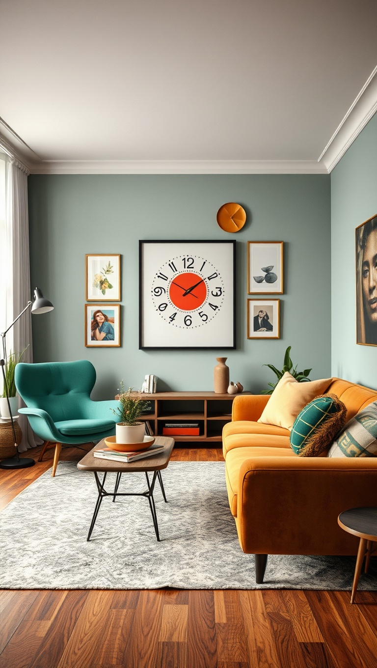 20 Funky Retro Living Room Ideas to Spark Your Creativity - 7. Mix and Match: Eclectic Decor Combos