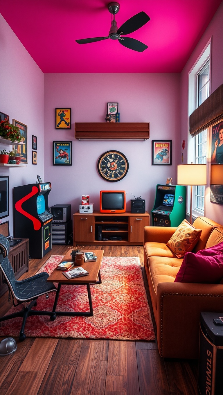 20 Funky Retro Living Room Ideas to Spark Your Creativity - 19. Retro Games Corner: Nostalgic Fun for All Ages