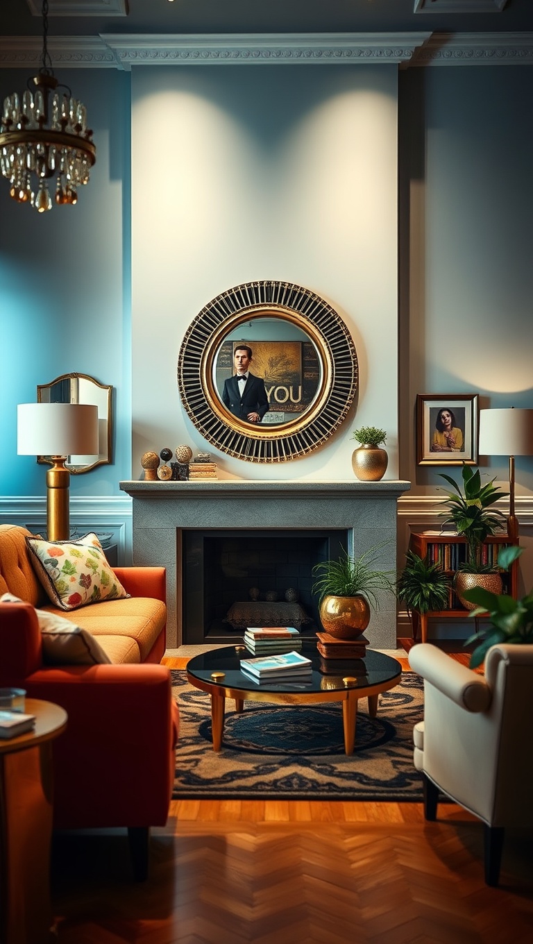 20 Funky Retro Living Room Ideas to Spark Your Creativity - Creative Use of Mirrors: Reflect Your Style