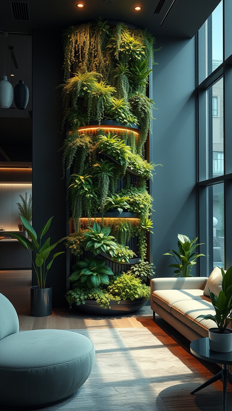 20 Inspiring Ideas for a Futuristic Living Room That Will Blow Your Mind! - 9. Vertical Gardens for a Touch of Nature