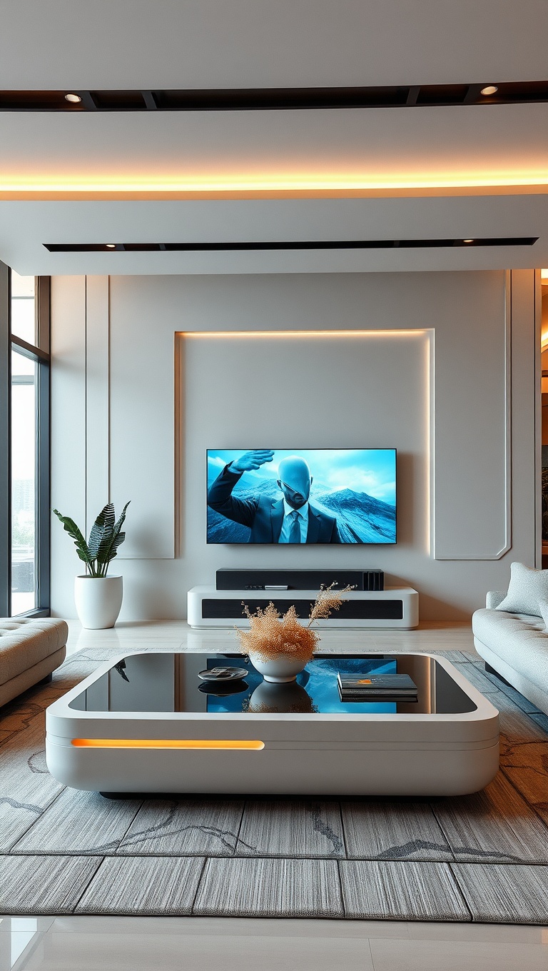 20 Inspiring Ideas for a Futuristic Living Room That Will Blow Your Mind! - 12. High-Tech Coffee Tables with Built-In Features