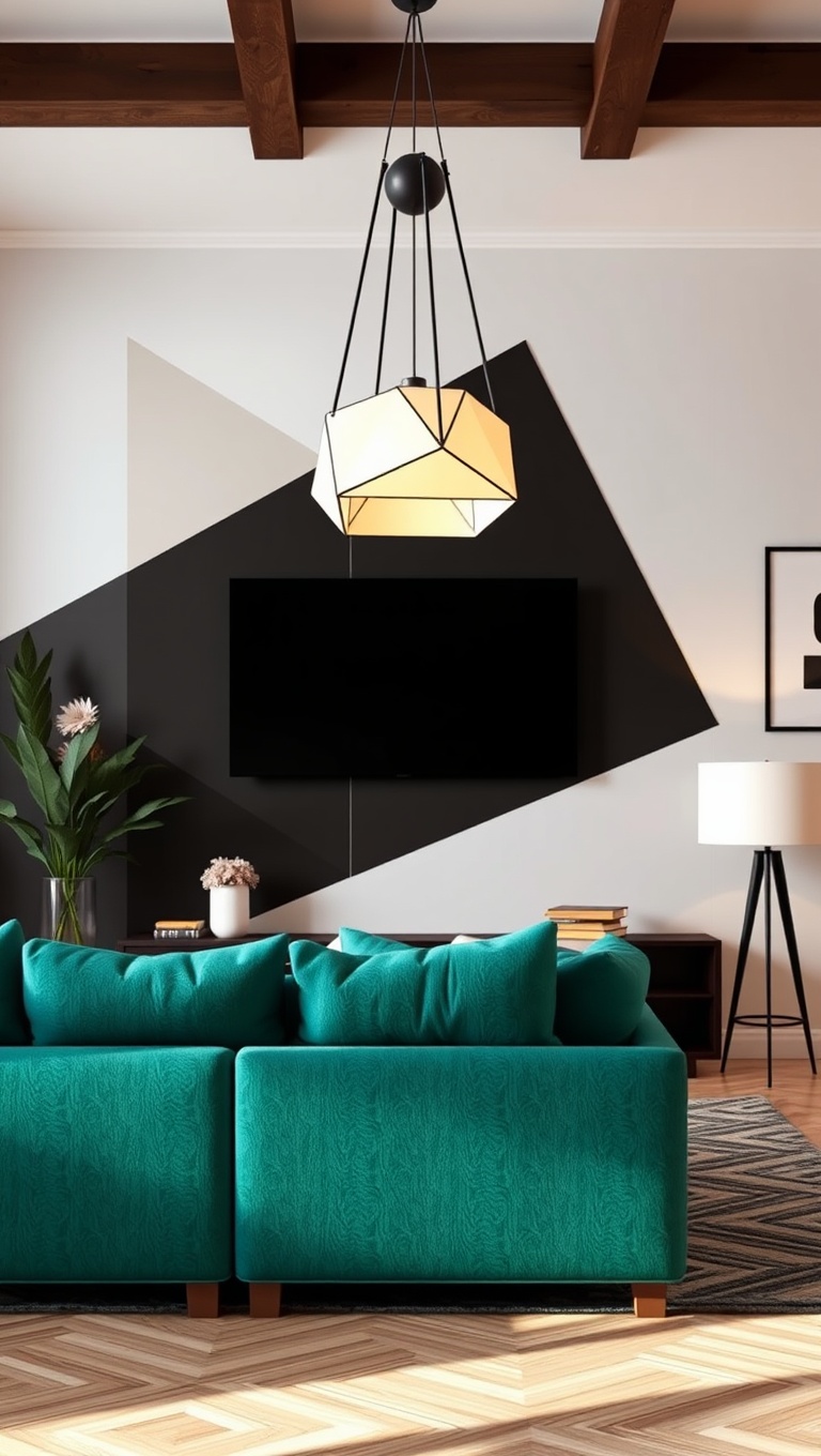 20 Stunning Ideas to Transform Your Living Room with Geometric Patterns - Stunning Geometric Light Fixtures: Brighten Up Your Space
