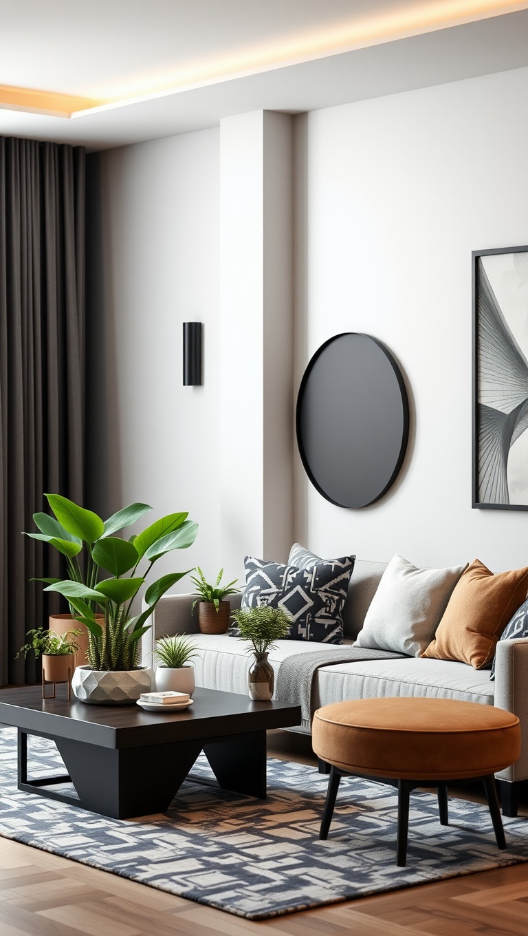 20 Stunning Ideas to Transform Your Living Room with Geometric Patterns - 13. Creative Geometric Planters: Bring in Nature