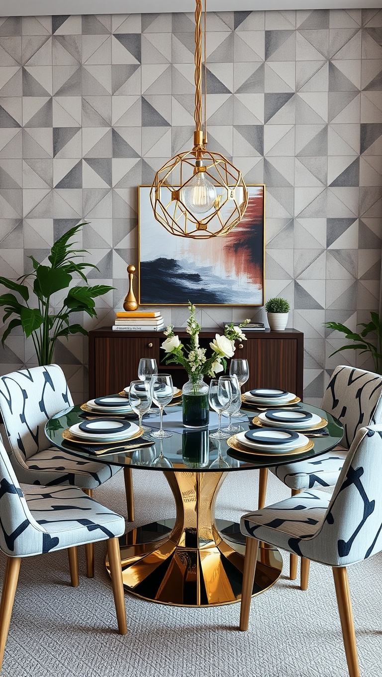 20 Stunning Ideas to Transform Your Living Room with Geometric Patterns - 12. Chic Geometric Table Settings: Dine with Flair