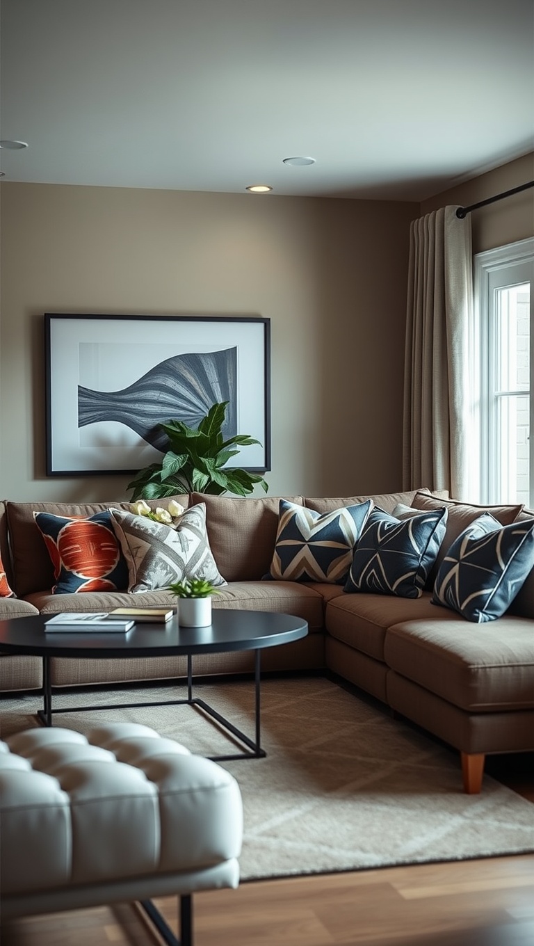 20 Stunning Ideas to Transform Your Living Room with Geometric Patterns - 4. Fun Geometric Throw Pillows: Cozy with a Twist
