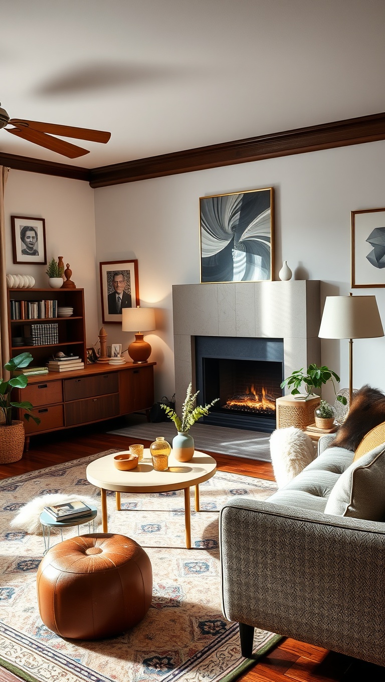 20 Fabulous Ideas for a Mid-Century Eclectic Living Room - 19. Personal Touches: Include Family Heirlooms