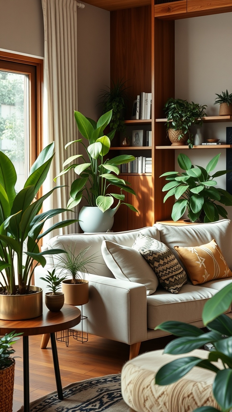 20 Fabulous Ideas for a Mid-Century Eclectic Living Room - 8. Go Green: Houseplants for Life!