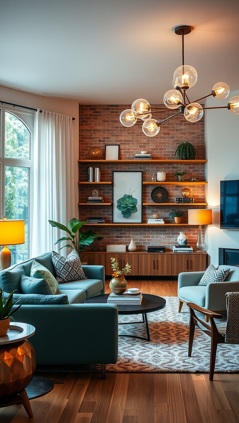 20 Fabulous Ideas for a Mid-Century Eclectic Living Room - 5. Statement Lighting: Go Big or Go Home!