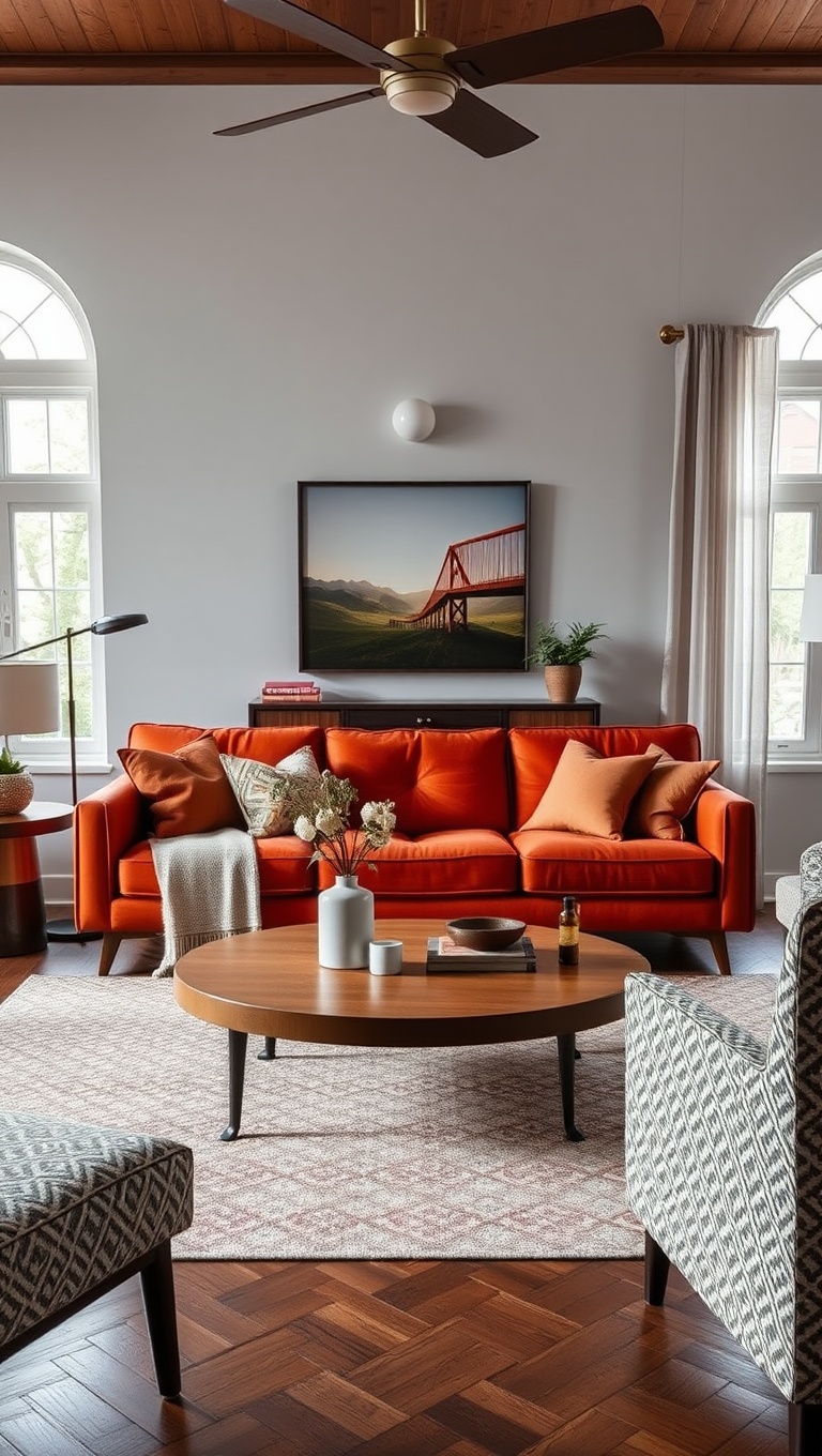 20 Fabulous Ideas for a Mid-Century Eclectic Living Room - 15. Invest in a Statement Sofa: The Heart of the Room