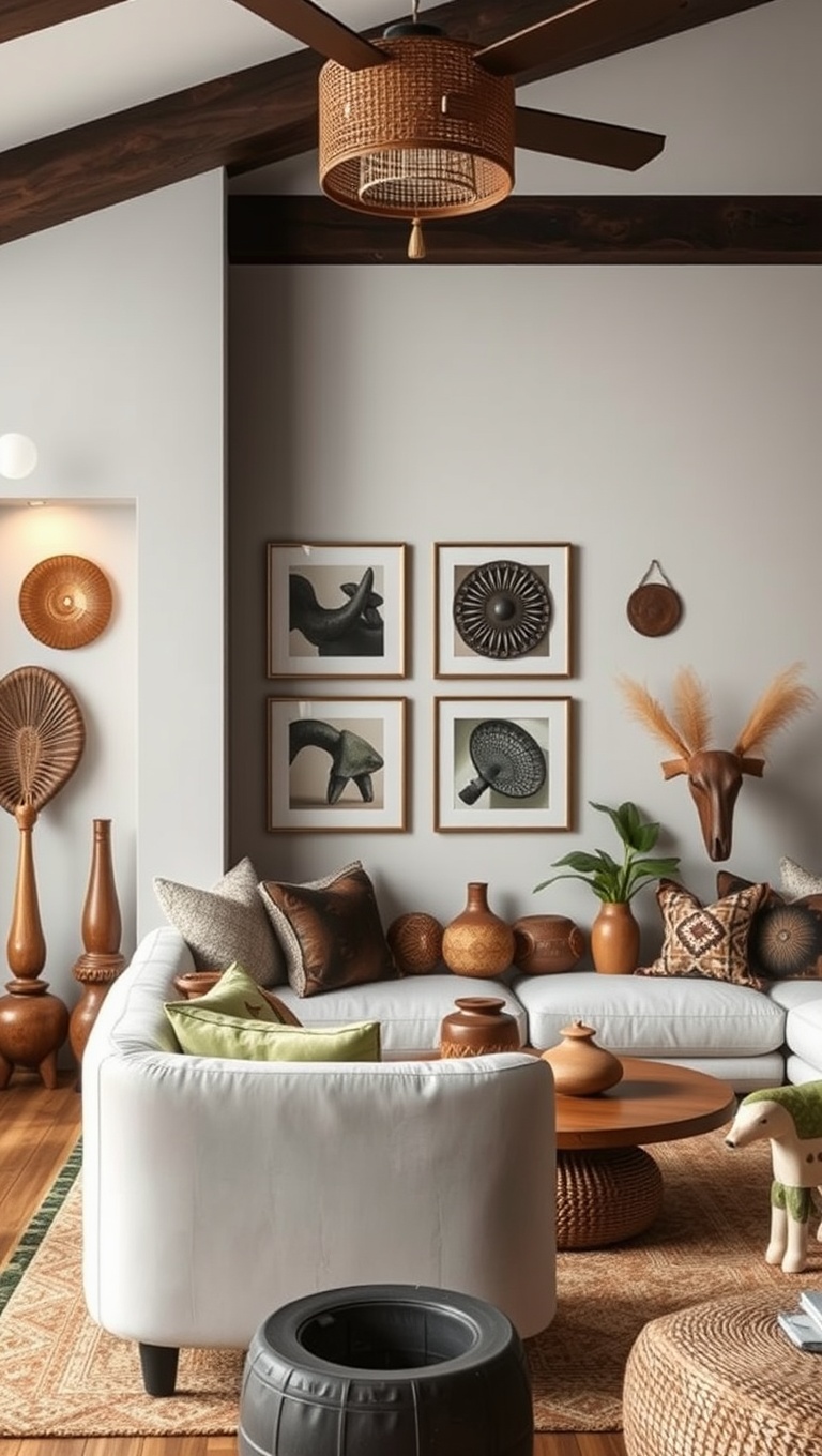 20 Stylish Ideas for a Modern Tribal Living Room - 12. Cultural Artifacts: Include Global Finds