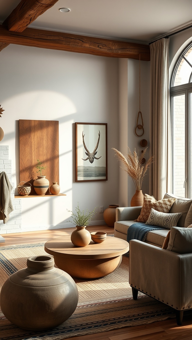 20 Stylish Ideas for a Modern Tribal Living Room - 14. Earthy Pottery: Use Clay for a Rustic Touch