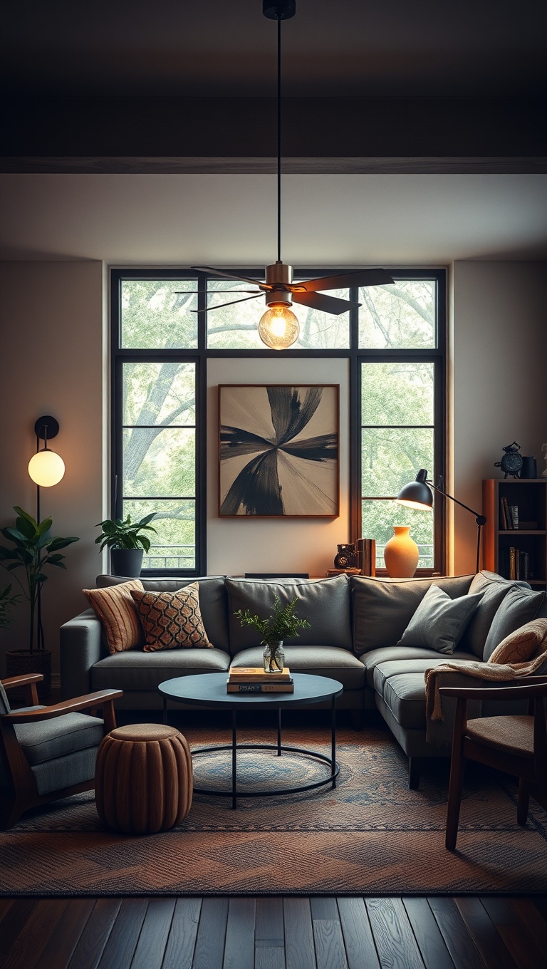 20 Charming Ideas to Create a Modern Vintage Living Room - 6. Choose Modern Lighting with Vintage Flair