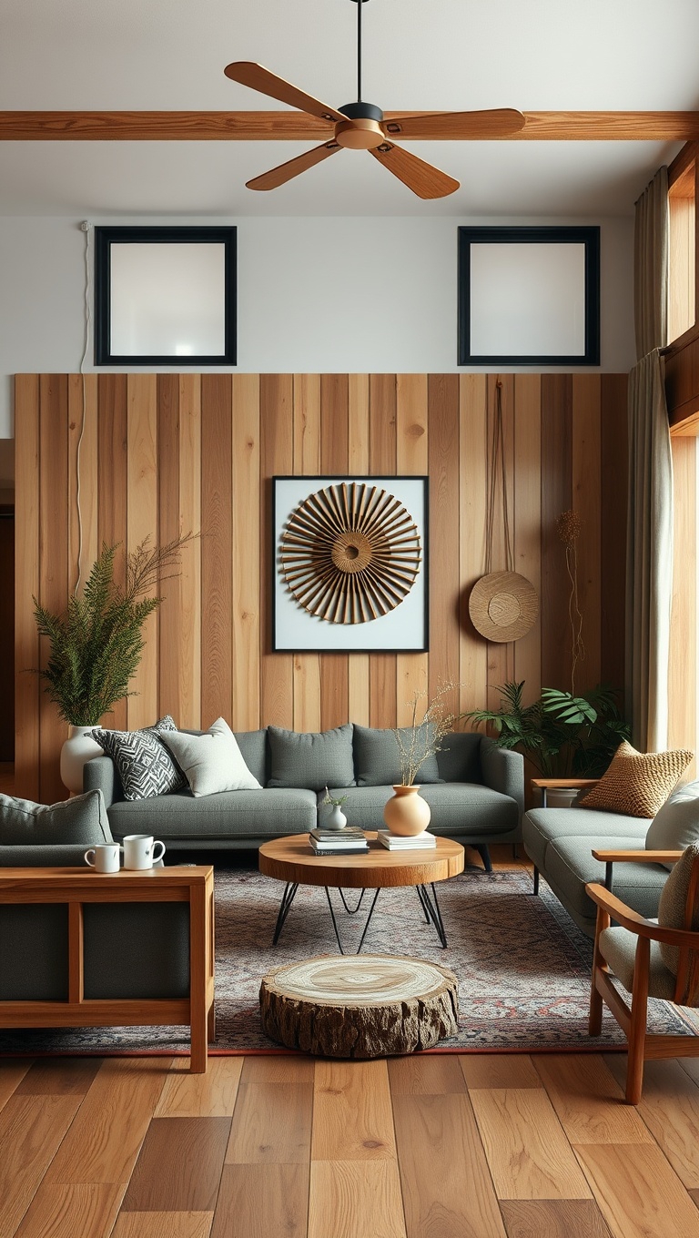 20 Gorgeous Ideas to Inspire Your Natural Wood Living Room - 15. Accessorize with Handmade Wooden Crafts