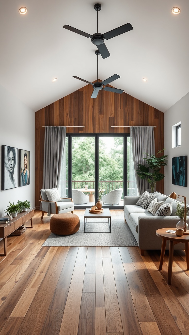20 Gorgeous Ideas to Inspire Your Natural Wood Living Room - 11. Choose Earthy Wooden Flooring