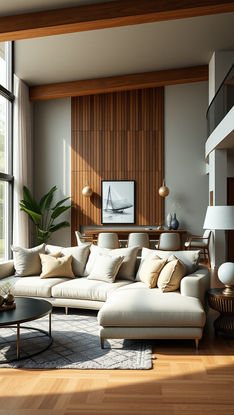 20 Inspiring Ideas for Your Open Concept Modern Living Room - 3. Choose a Statement Sofa