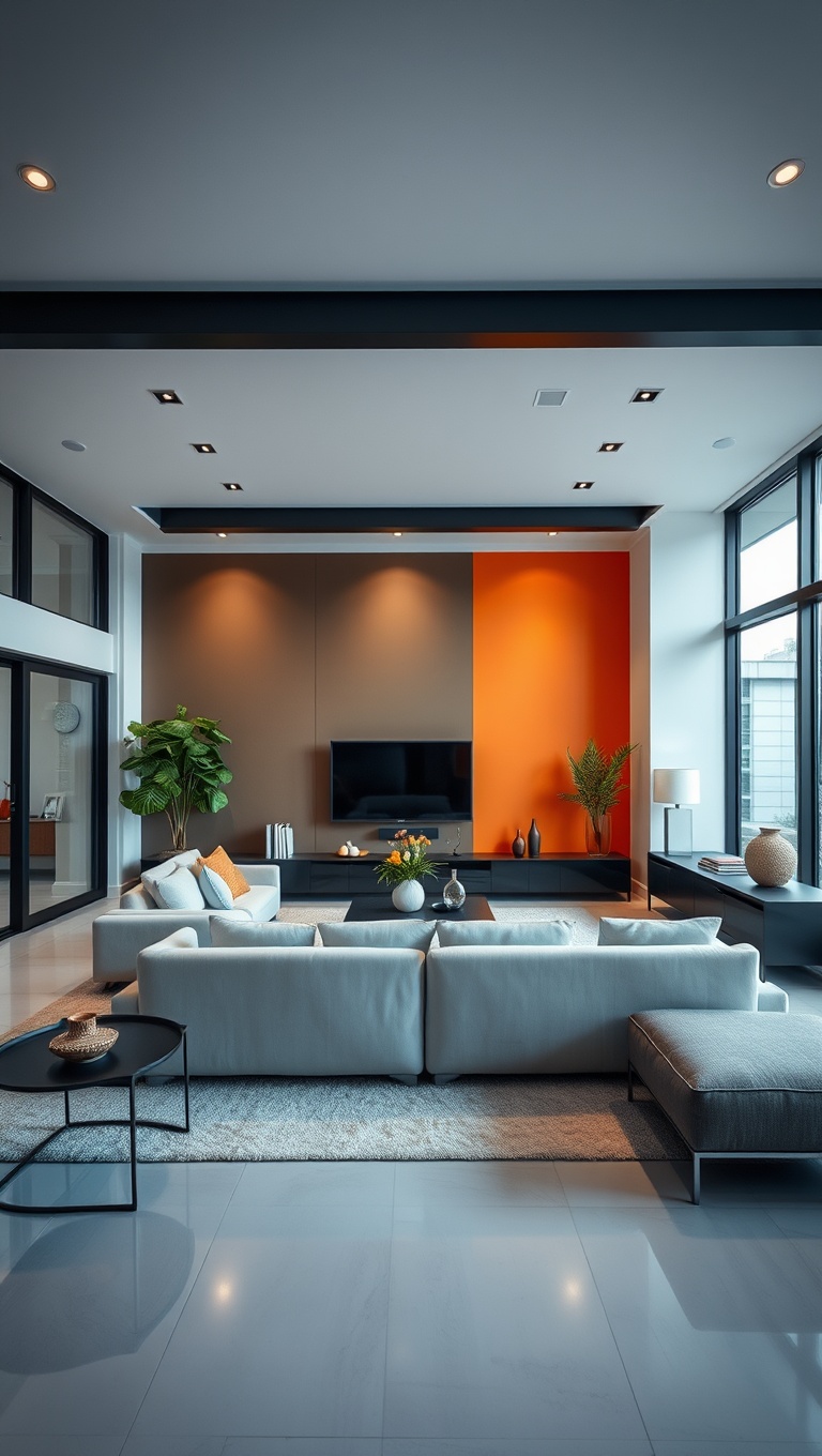 20 Inspiring Ideas for Your Open Concept Modern Living Room - 2. Go Bold with an Accent Wall