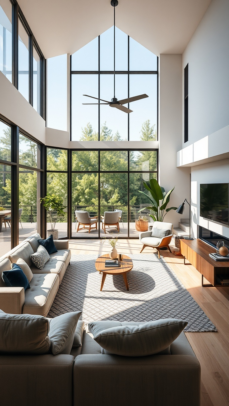 20 Inspiring Ideas for Your Open Concept Modern Living Room - 1. Embrace Natural Light with Large Windows