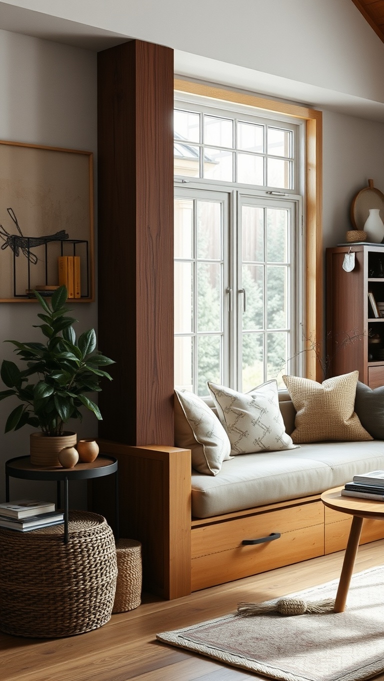 20 Gorgeous Ideas for a Rustic Modern Living Room - 7. Create a Cozy Reading Nook: Perfect for Relaxation