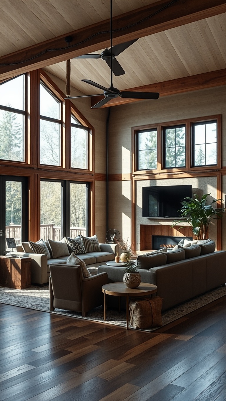 20 Gorgeous Ideas for a Rustic Modern Living Room - 10. Choose Large Windows: Let in Natural Light