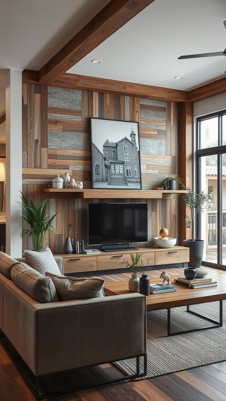 20 Gorgeous Ideas for a Rustic Modern Living Room - 3. Mix Materials: Wood, Metal, and Glass for Variety