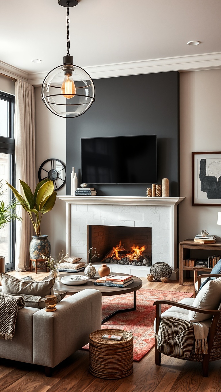 20 Chic Ideas for a Sophisticated Bohemian Living Room - 8. Choose Unique Light Fixtures