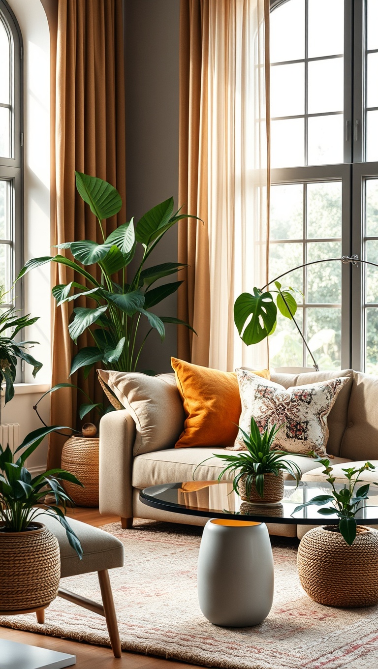 20 Chic Ideas for a Sophisticated Bohemian Living Room - 5. Use Indoor Plants for Fresh Vibes