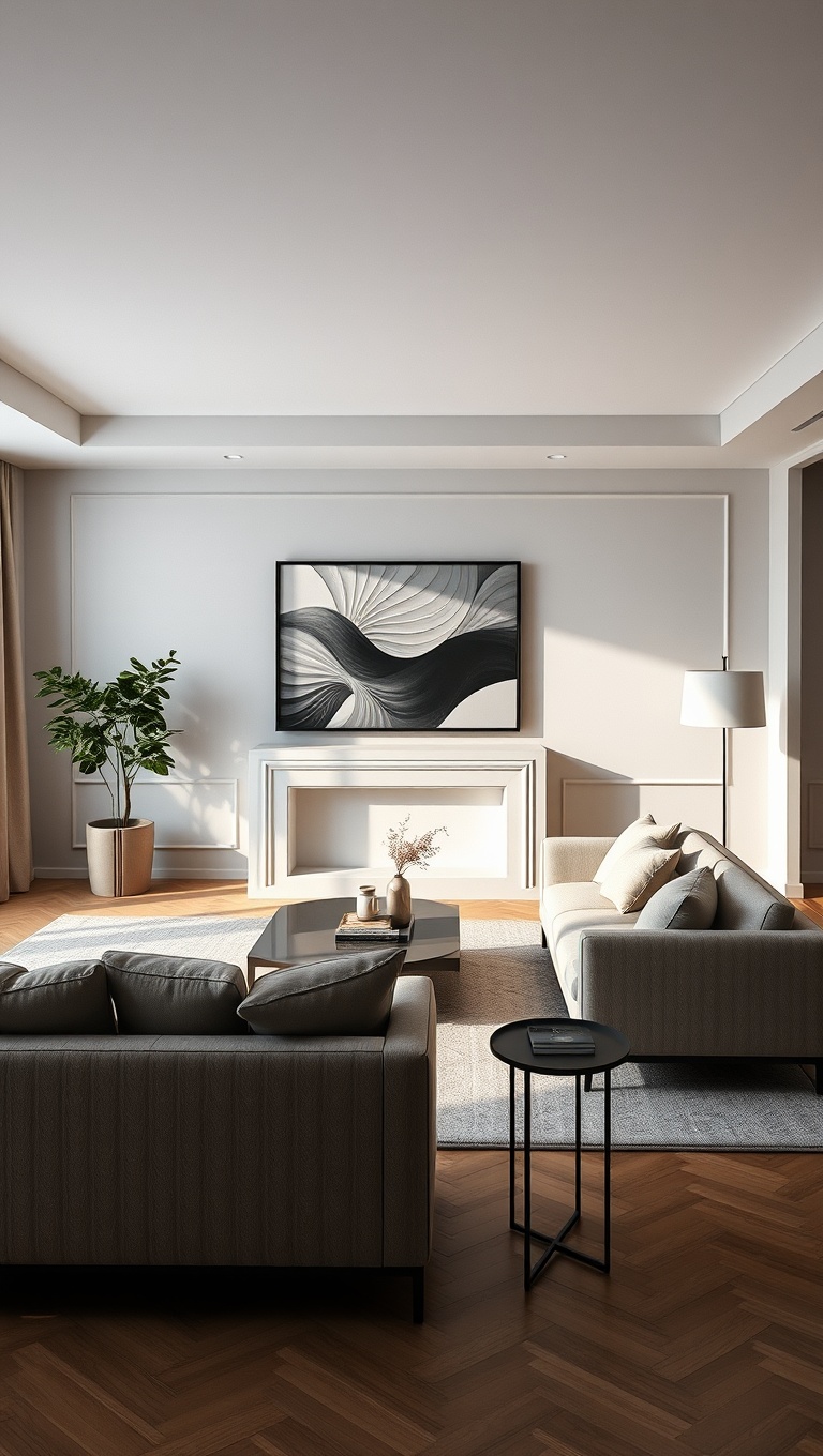 20 Chic Ideas to Elevate Your Neutral Living Room - 7. Minimalist Aesthetics: Sleek Furniture Choices